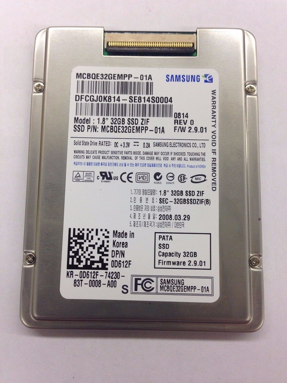 Samsung MCBQE32GEMPP D612F 32GB PATA ZIF 1.8 Flash SSD