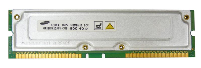 Samsung MR18R162GAF0-CM8 512MB PC800 800MHz ECC 184-Pin RDRAM RIMM Memory Module