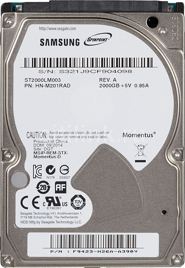 Samsung ST2000LM003 Spinpoint M9T 2Tb 5400RPM Serial ATA-6.0Gbps 32Mb Buffer 2.5-Inch Internal Mobile Hard Drive