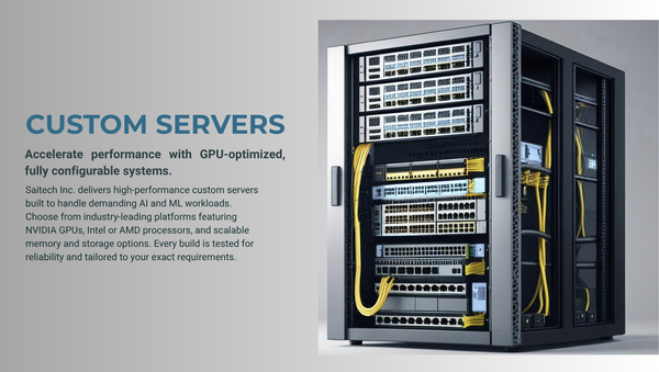 Rackmount custom server with multiple GPUs designed for AI and machine learning workloads in enterprise data centers