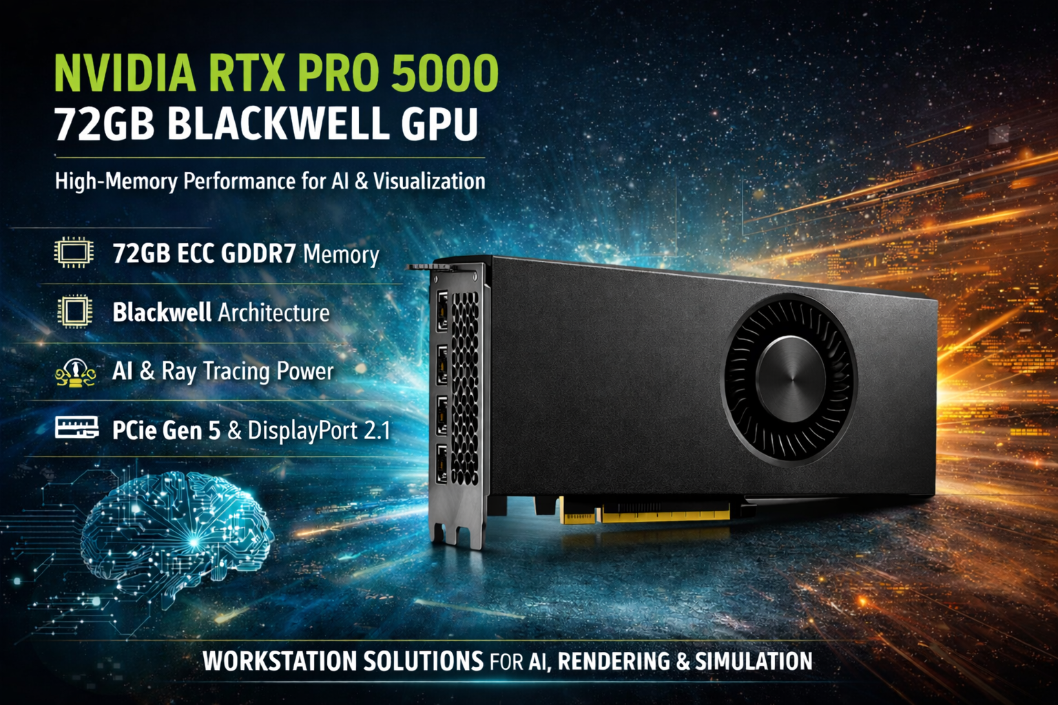 NVIDIA RTX Pro 5000 72GB Blackwell GPU for Workstations