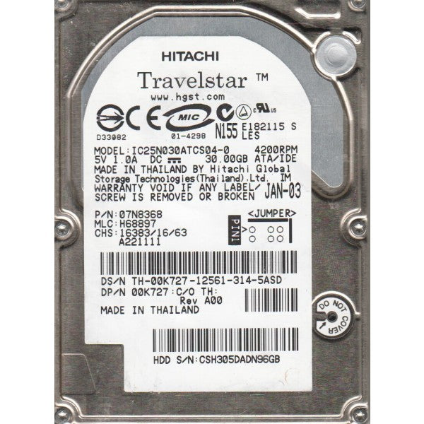 IBM Travelstar 30.0GB 4200 RPM 9.5MM Ultra DMA/ATA-5 IDE/EIDE