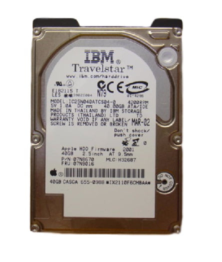IBM Lenovo 07N8670 / 07N9016 40GB 4200RPM 2MB Buffer ATA-100 IDE 2.5" Hard Drive