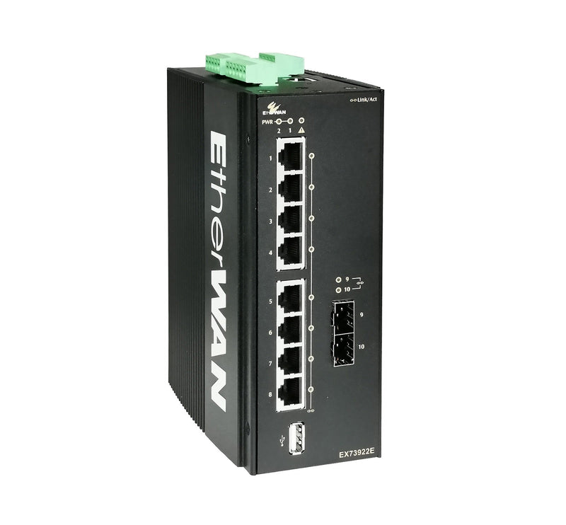 EtherWAN EX73922E-0VB-CC 10-Ports 1000/100-TX Gigabit SFP Managed Ethernet Switch