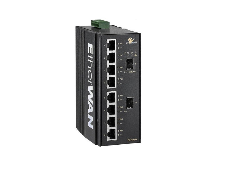 EtherWAN EX46928A-B-J 10-Ports Gigabit Ethernet PoE+ Unmanaged Switch