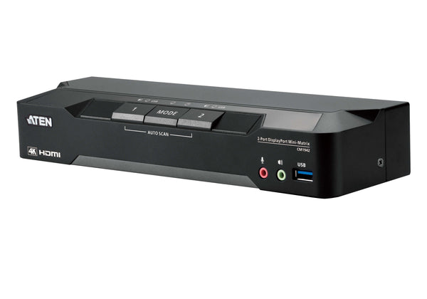Aten Cm1942 4096 X 2160 4K 2-Port Dual Display Mini-Matrix Boundless Kvm Switch. Switch Gad