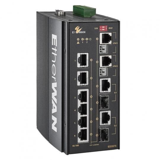 Etherwan Ed3575-622-Cc 8-Ports Gigabit Sfp Managed Ethernet Extender With Conformal Coating Switch