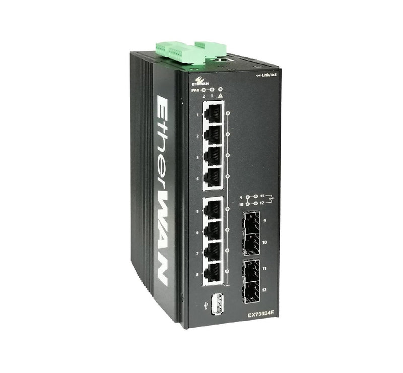 EtherWAN EX73924E-0VB 12-Ports 1000/100/10TX SFP Managed Ethernet Switch