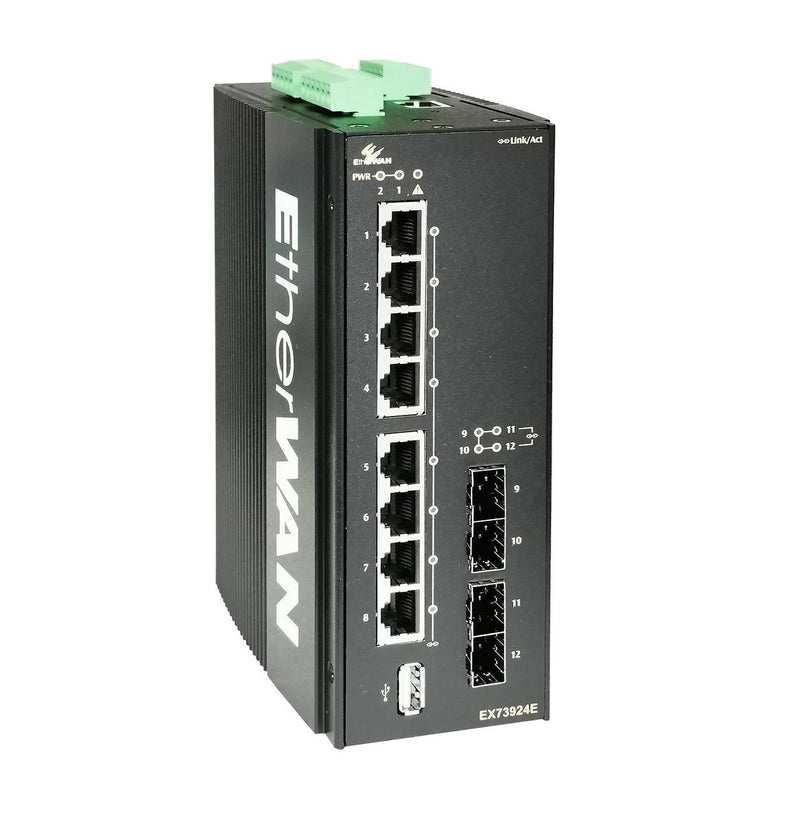 EtherWAN EX73924E-0VB-CC 12-Ports 1000/100/10TX SFP Managed Ethernet Switch