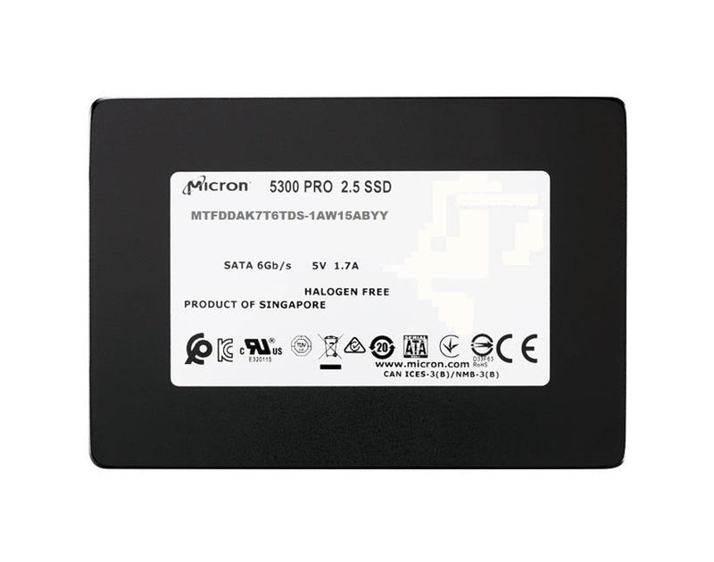 Micron MTFDDAK7T6TDS-1AW15ABYYR 5300 Pro 7.68TB SATA-6.0Gbps 2.5-Inch Solid State Drive.
