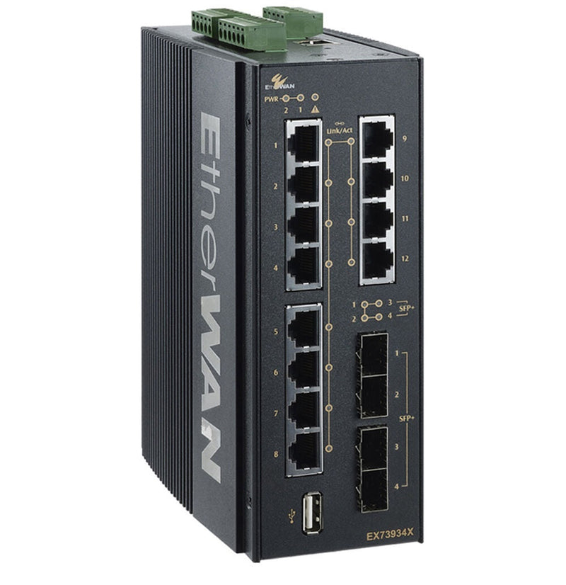 Etherwan Ex73934X-0Vb-Cc 16-Ports 1000/100/10Tx Sfp+ Managed Ethernet Switch