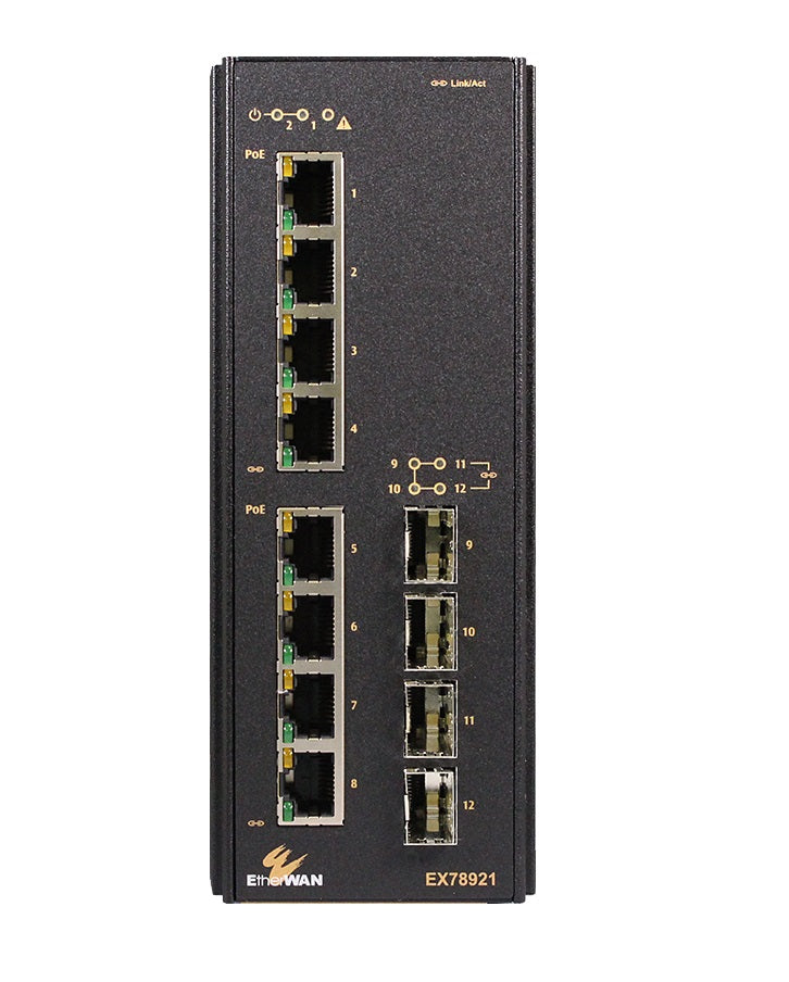 EtherWAN EX78921B-0VB 12-Ports 100/10TX Gigabit SFP Managed Ethernet Switch