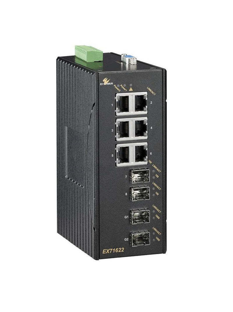 EtherWAN EX71622-A3B 10-Ports 100/10TX Gigabit Fiber Managed Ethernet Switch