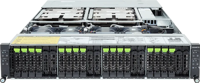 Gigabyte H263-V60-AAW1 NVIDIA Grace CPU Superchip 2U 4-Node 16-Bay Gen5 NVMe Rack-Mountable Server