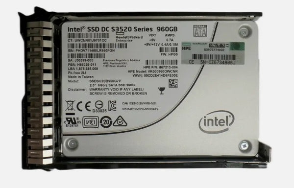 HP 867213-004 DC S3520 960Gb SATA-6Gbps 2.5-Inch Solid State Drive