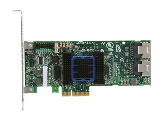 Adaptec ASR-6805E / 2270900-R 128Mb Cache PCI-Express 2.0 x4 Plug-in Low-Profile SAS/SATA 6.0Gbps Raid Controller Card
