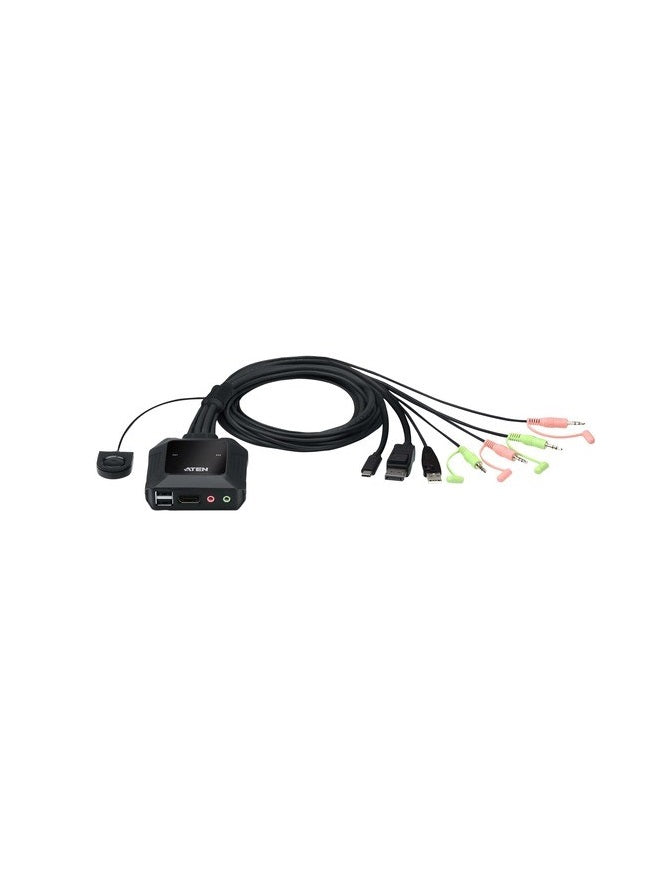 Aten CS52DP 4096x2160 2-Port USB-C Display Port Hybrid Cable KVM Switch.