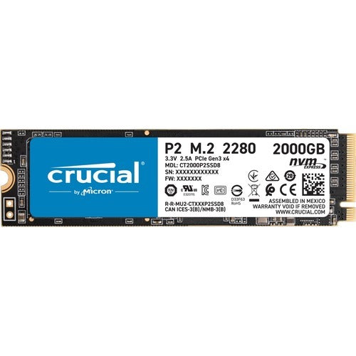 Crucial CT2000P2SSD8 P5 2TB PCIe Gen 3x4 NVMe M.2 Solid State Drive