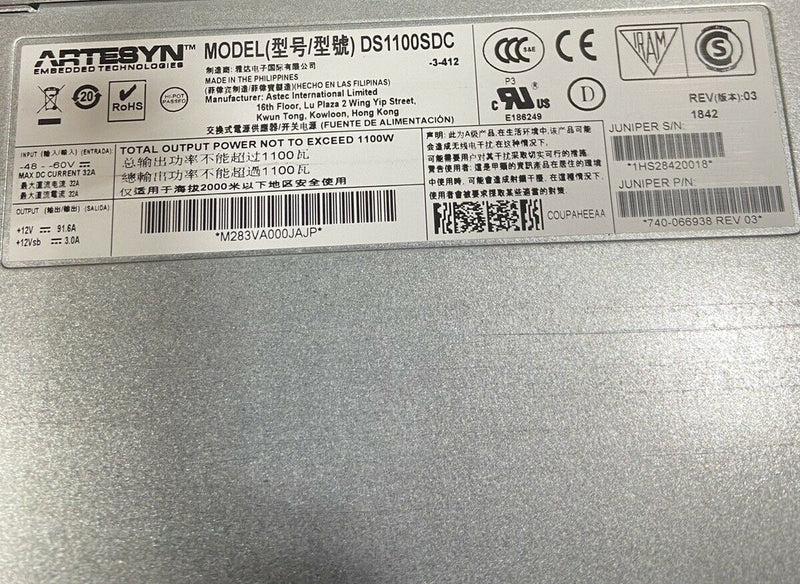 Artesyn Embedded Ds1100Sdc Artesynds 1100W Rack Mounted Dc Power Supply Gad