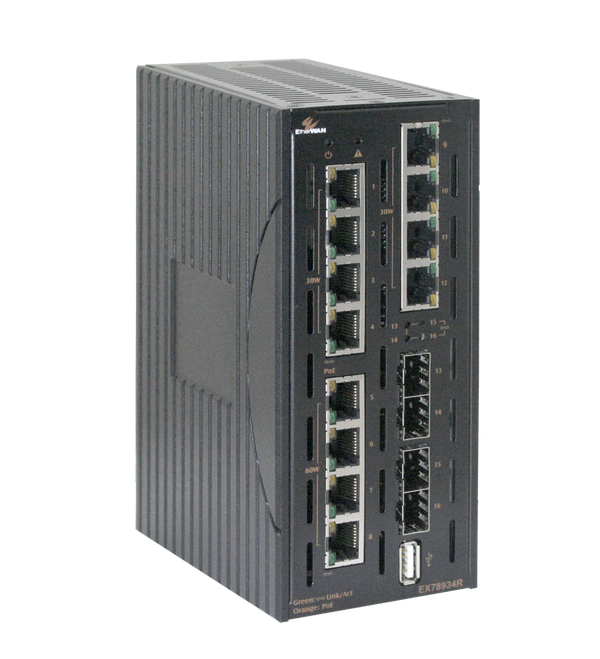 EtherWAN EX78934R-0VB 16-Ports 1000/100TX Gigabit SFP Managed Ethernet Switch
