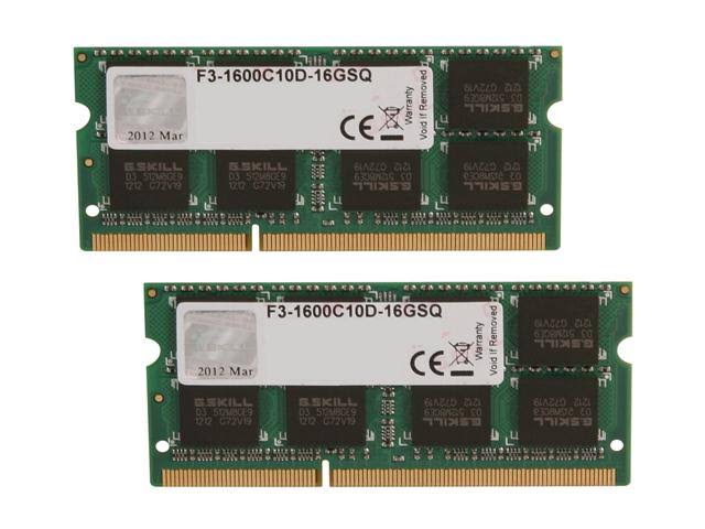 G.Skill F3-1600C10D-16GSQ 16GB (2x8GB) DDR3-1600MHz SODIMM Laptop Memory Module