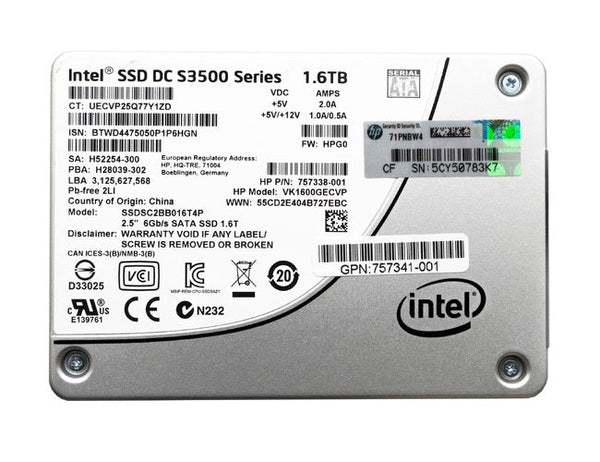 HP SSDSC2BB016T4P Intel DC S3500 1.6Tb SATA-III 6.0Gbps 2.5-Inch MLC Solid State Drive