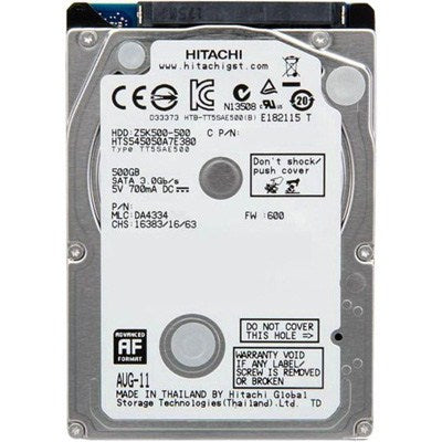 Hitachi Travelstar 500GB 5400RPM 8MB Cache 3.0GB/s SATA 2.5" Hard Drive (HTS545050A7E380 / 0J11285)