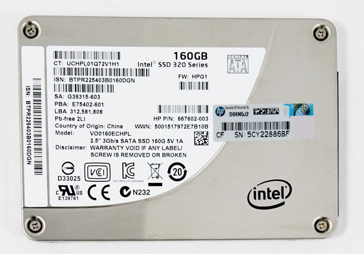 Hewlett Packard 667602-003 Intel 320-Series 160Gb Serial ATA-II 3.0Gbps 2.5-Inch Internal Solid State Drive (SSD)