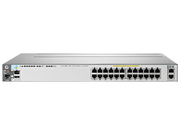 Hewlett Packard J9587A E3800-24G-PoE+-2XG 24-Ports 1000Base-T 10Gb 1U Rack-Mountable Network Switch