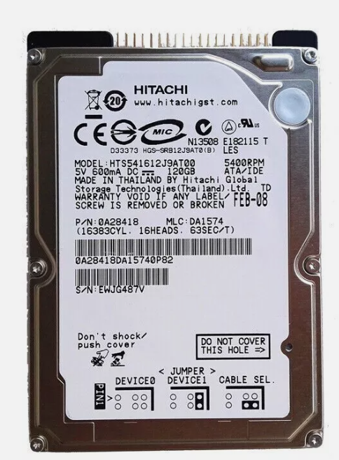 Hitachi HTS541612J9AT00 TravelStar 5K1603 120GB Ultra-ATA/100 5400RPM 2.5-inch Hard Drive