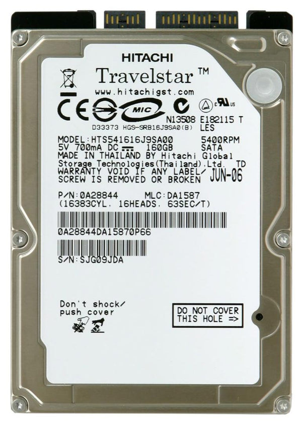 HGST HTS541616J9SA00 Travelstar 5K160 160Gb 5400RPM Serial ATA-1.5Gbps 8Mb Buffer 2.5-Inch Internal Hard Drive