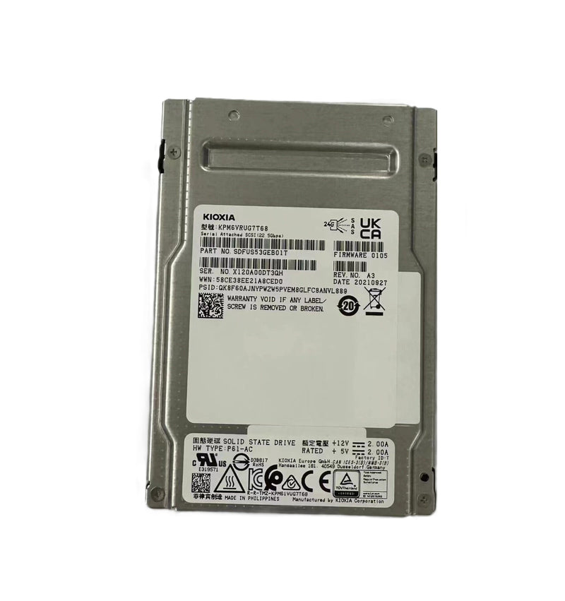 Kioxia KPM6VRUG7T68 Series-PM6-R 7.68TB SAS-12Gbps 2.5-Inch Solid State Drive