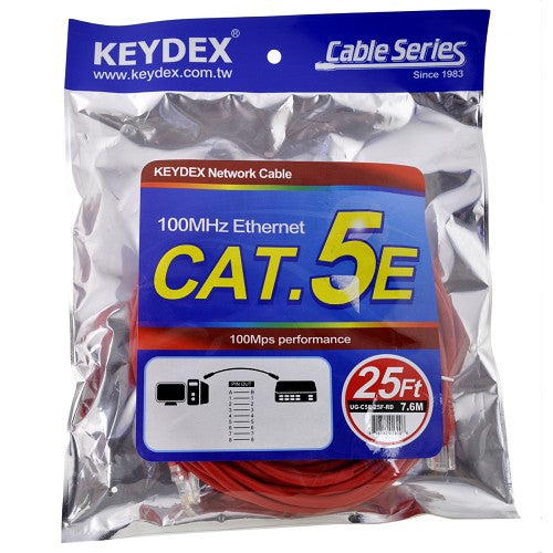 Keydex UG-C5E-25F-RD 25-Ft Category 5e Red Ethernet Patch Cable