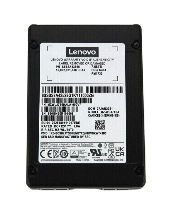 Lenovo Mzwlj7T6Hala-000V7 Pm1733 7.68Tb Pci Express 4.0 X4 (Nvme) 2.5-Inch Solid State Drive Ssd Gad