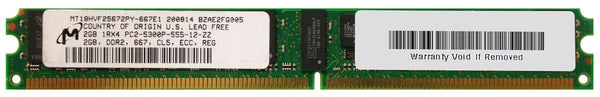 Micron MT18HVF25672PY-667E1 2GB PC2-5300 DDR2-667MHz ECC Reg 240-Pin DIMM Single Rank Memory