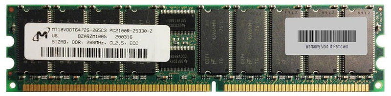 Micron MT18VDDT6472G-265C3 512Mb PC-2100 184-Pin DDR-266MHz Registered ECC Memory Module