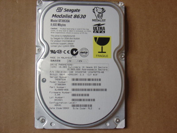 Seagate 8.60GB 5400RPM ATA/33 9.5MS SEEK TIME 256KB Buffer 3.5" Hard Drive