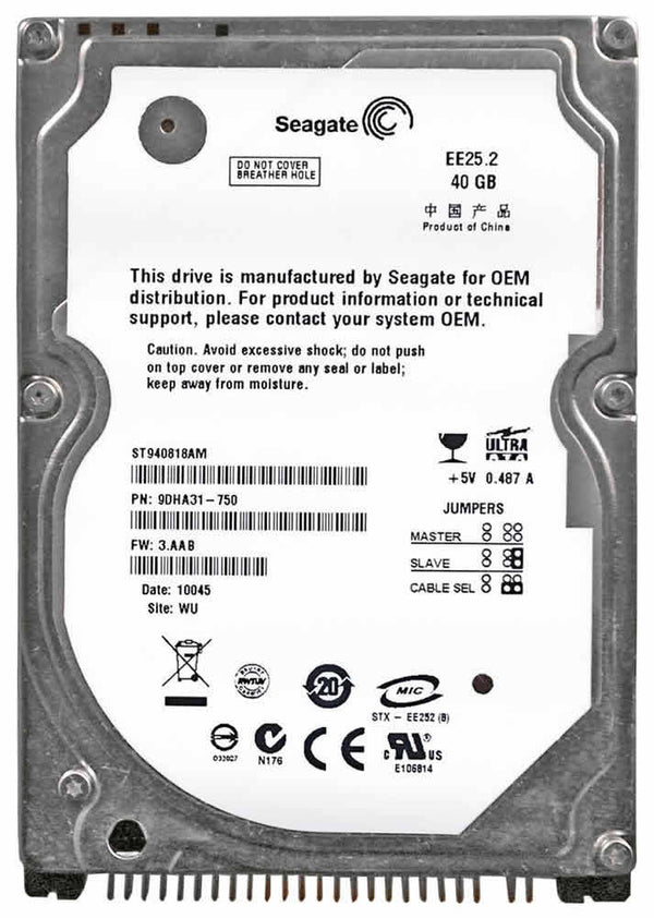 Seagate ST940818AM EE25.2 Series 40Gb 5400RPM PATA 8Mb Cache 2.5-Inch Internal Hard Drive