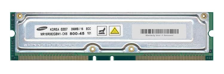 184 Pin Rimm Samsung MR18R082GBN1-CK8 Rambus 256MB PC800 800MHz ECC 184-Pin RDRAM ...