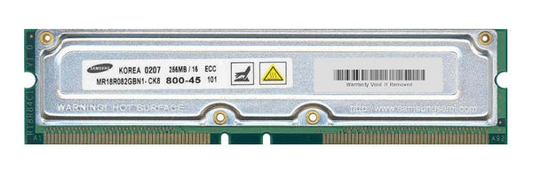 Samsung MR18R082GBN1-CK8 Rambus 256MB PC800 800MHz ECC 184-Pin RDRAM RIMM Memory