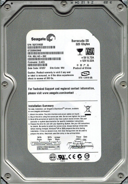 Seagate Barracuda ES 320GB SATA-3.0Gbps Hard Drive (ST3320620NS)