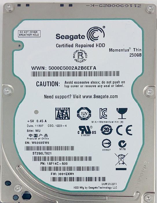 Seagate ST250LT021 Momentus 7200.4 250GB 7200RPM 16MB Cache SATA 3.0GB/S 2.5" Internal Hard Drive