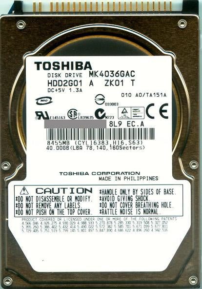 Toshiba HDD2G01 40Gb 4200RPM ATA-100 8Mb Buffer 2.5-Inch Internal Hard Drive (HDD)