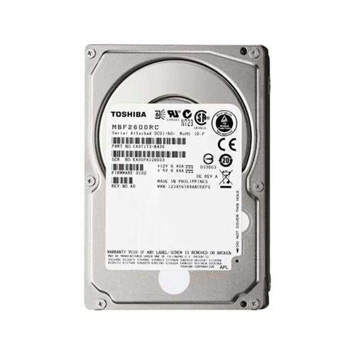 Toshiba MBF260LRC 600Gb 10000RPM SAS-II 6.0Gbps 2.5-Inch Enterprise Hard Drive