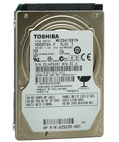 Toshiba MK2561GSYN 250Gb 7200RPM Serial ATA-300 3.0Gbps 7-Pin 16Mb Cache 2.5-Inch Internal Hard Drive