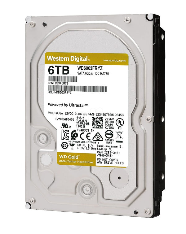 Western Digital WD6003FRYZ Gold 6TB 7200RPM SATA-6.0Gbps 3.5-Inch Hard Drive