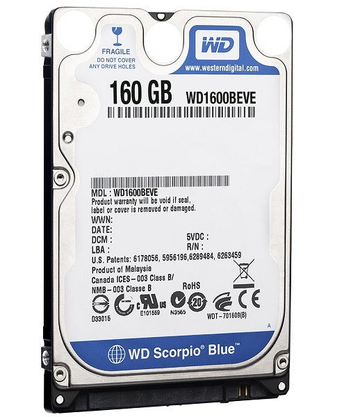 Western Digital WD1600BEVE Scorpio Blue 160Gb 5400RPM 8Mb Cache PATA 2.5-Inch Internal Hard Drive