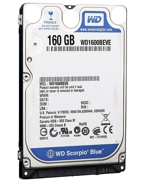 Western Digital WD1600BEVE Scorpio Blue 160Gb 5400RPM PATA 8Mb Cache 2.5-Inch Internal Notebook Hard Drive