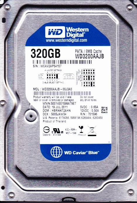 Western Digital WD3200AAJB WD Blue 320Gb 7200Rpm IDE-Ultra ATA100 / ATA-6 8Mb Cache 3.5-Inch Internal Hard Drive