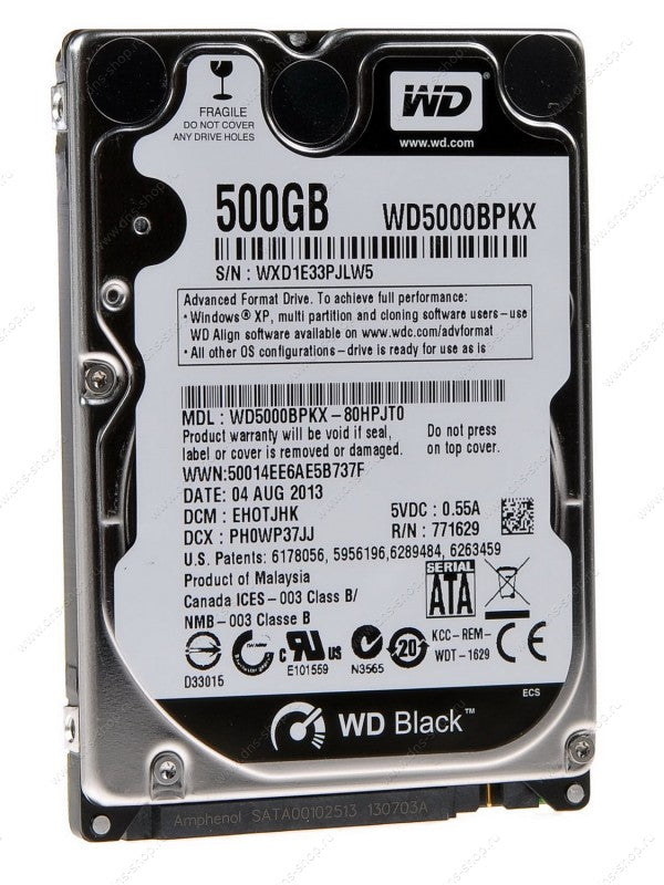 Western Digital WD5000BPKX Black 500Gb 7200RPM Serial ATA-6.0Gbps 16MBb Cache 2.5-Inch Internal Mobile Hard Drive